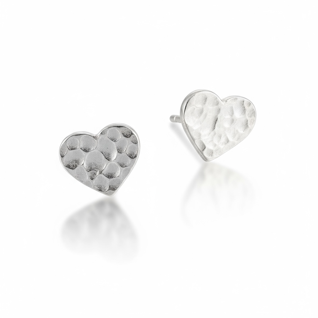 Hammered Heart Studs