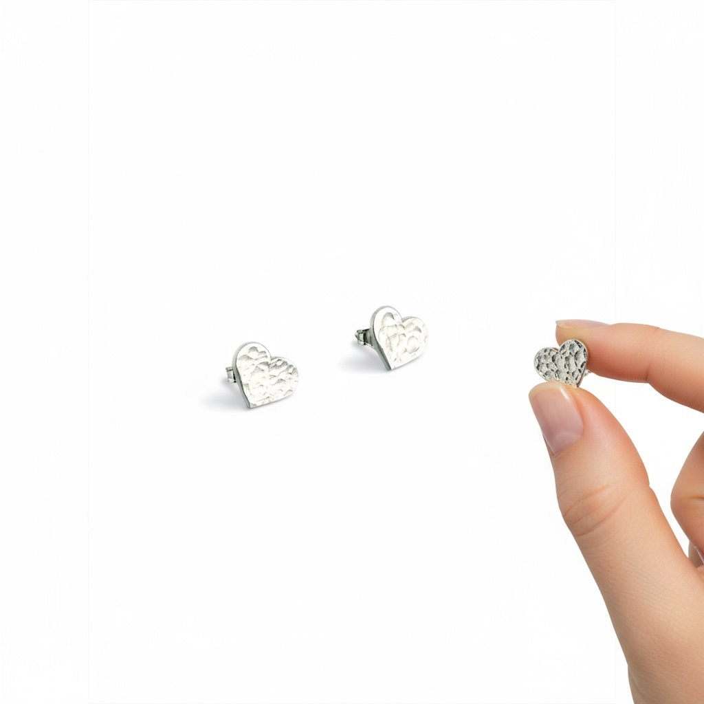 Hammered Heart Studs