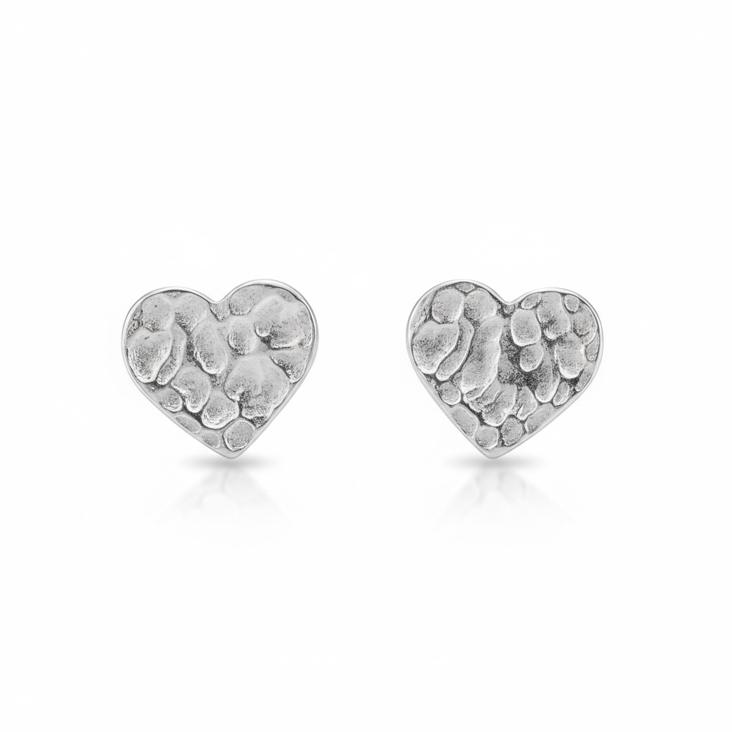 Hammered Heart Studs