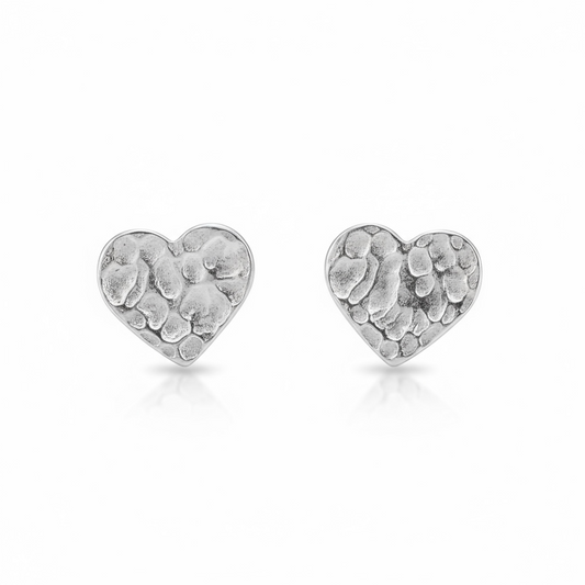 Hammered Heart Studs