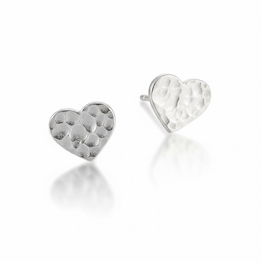 Hammered Heart Studs